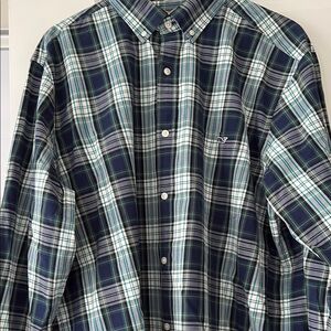 Men's Plaid Shirt - Blue and Green